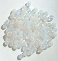 100 5mm Milky White Opal Round Glass Beads